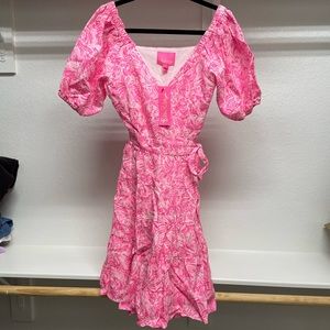 NWT Lilly Pulitzer Iralee Linen Dress Pink Blossom Foxy Llama Size 6